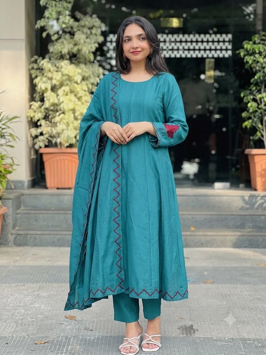 PARTY WEAR EMBROIDERY PANEL CUT SALWAR SET